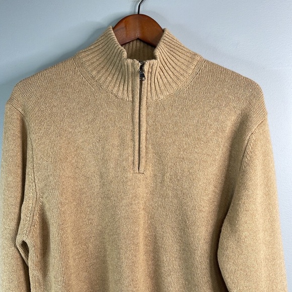 Luca Nobili Mens NWT Camel Tan Italian Wool Blend 1/4 Zip Sweater Long Sleeve L - Picture 4 of 11